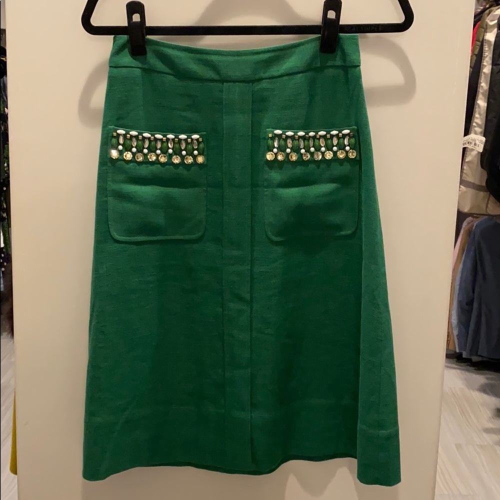 Kate spade green linen skirt